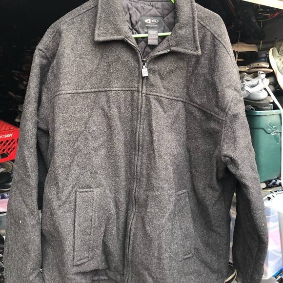 ID Wear Men’s Charcoal Wool Blend Full Zip Jacket Size Large - Picture 1 of 9